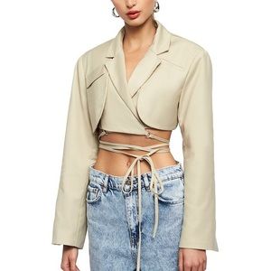 LIONESS - MIAMI VICE CROP JACKET IN CAMEL